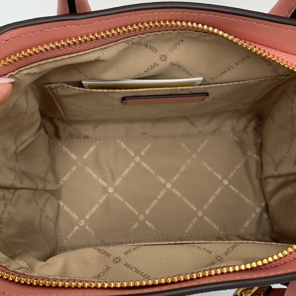 Michael Kors Avril Small Logo Top-Zip Satchel Sunset Rose